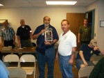 Sam Herron at left with plaque and Local 340 President Ian Brown at right